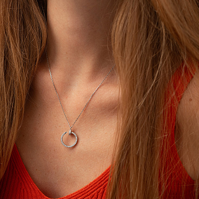 Колье "Гвоздь" в серебре (фианиты) 1332 №6