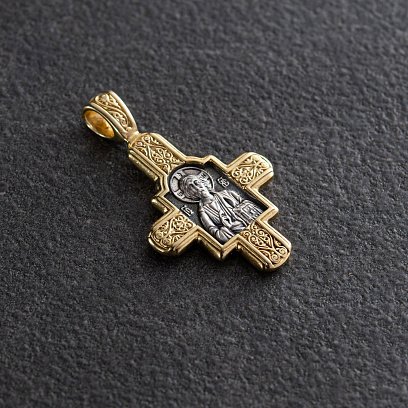 Срібний хрест з позолотою. ''Господь Вседержитель. Великомученик Пантелеймон Цілитель " 132463 №3