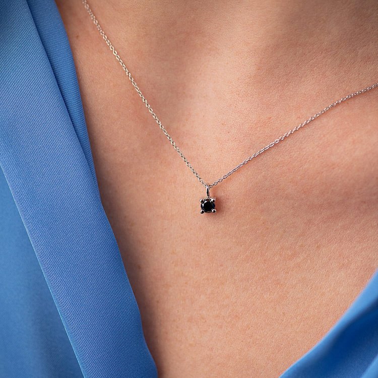 Золоте кольє з чорним діамантом колб0099y від ювелірного магазину Онікс - 1