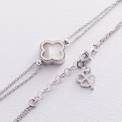 Браслет "Клевер" в белом золоте (перламутр) б04637 №7