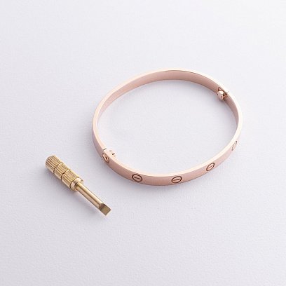 Жесткий браслет "Love" в красном золоте б05460 №6