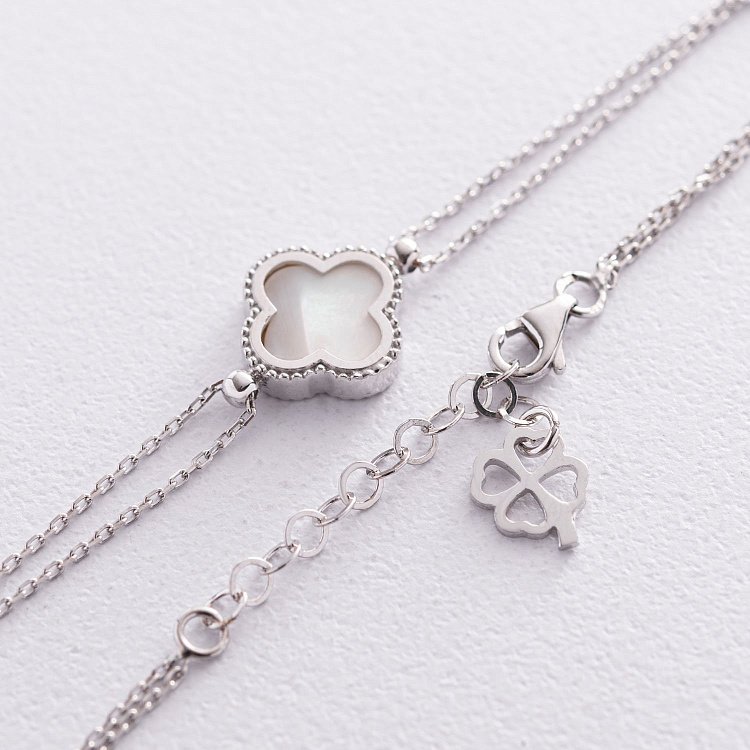 Браслет "Клевер" в белом золоте (перламутр) б04637 от ювелирного магазина Оникс - 6