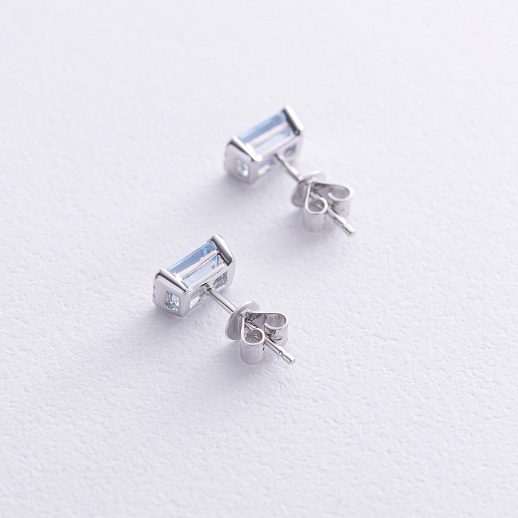 Золоті сережки - пусети (топази, діаманти) сб0519sm від ювелірного магазину Онікс - 4