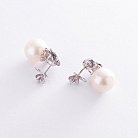 Золоті сережки-пусети (перлини, сапфір, діамант) сб0259tk от ювелирного магазина Оникс - 3