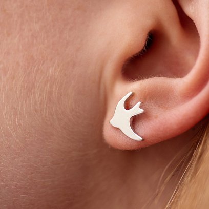 Срібні сережки - пусети "Ластівка" 122468 №5