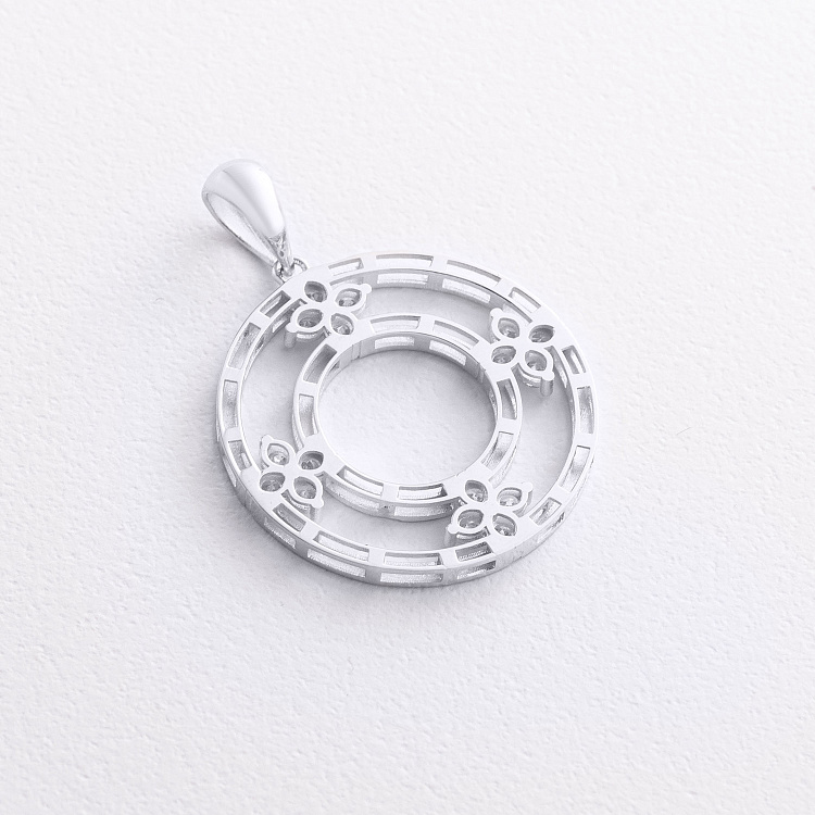 Кулон "Клевер" с фианитами (белое золото) п04070 от ювелирного магазина Оникс - 1