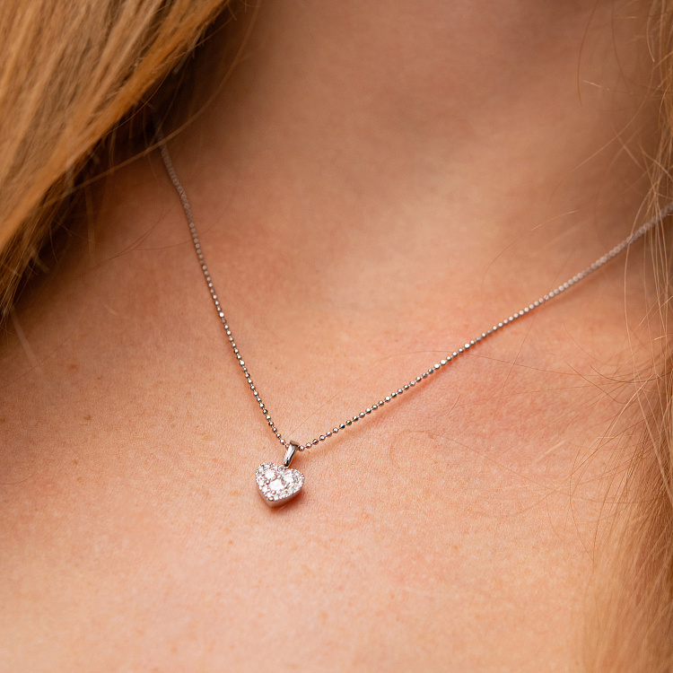 Золотой кулон "Сердечко" с бриллиантами пб0353cha от ювелирного магазина Оникс - 1