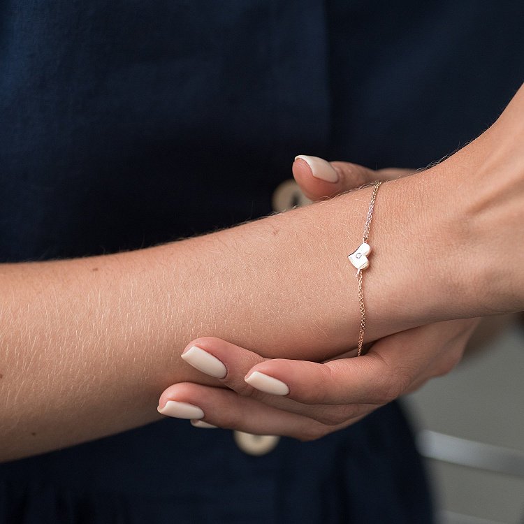 Золотой браслет "Сердечко" б02922 от ювелирного магазина Оникс - 2