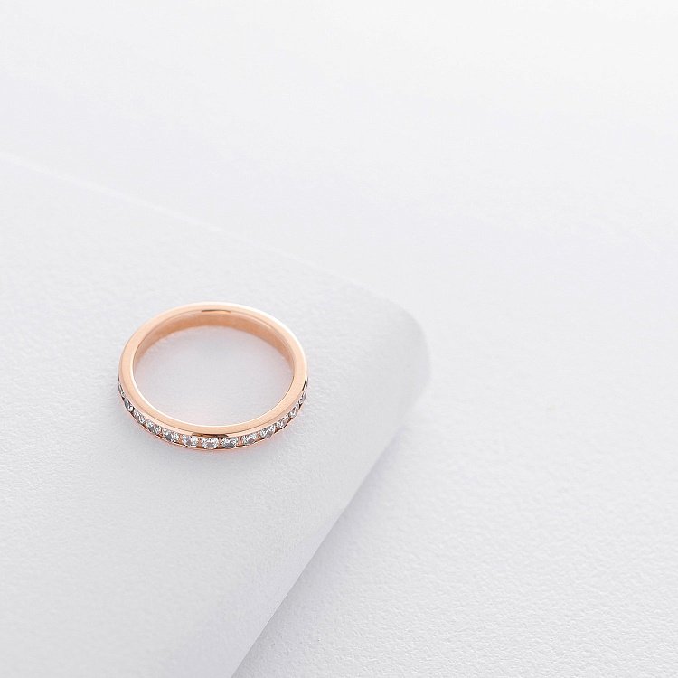 Золота каблучка з фіанітами к01326 від ювелірного магазину Онікс - 2