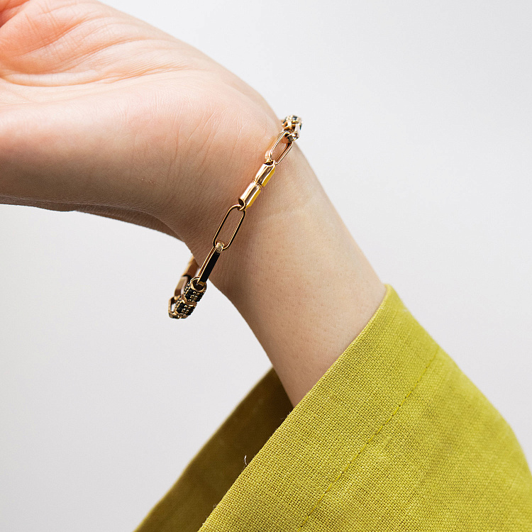 Золотой браслет "Lucile" (черные фианиты) б05832 от ювелирного магазина Оникс - 3