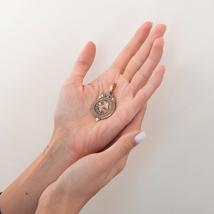 Золотая подвеска "Геогрий Победоносец" с чернением п02530 от ювелирного магазина Оникс - 1