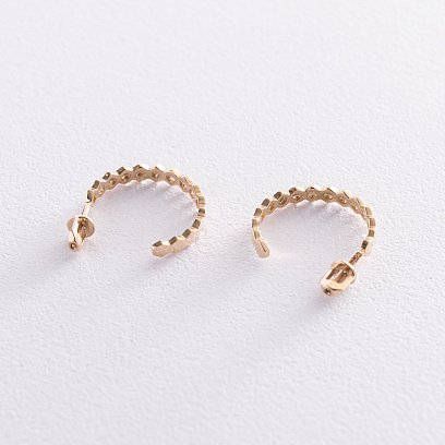 Серьги - пусеты "Грани" в желтом золоте с07197 №3