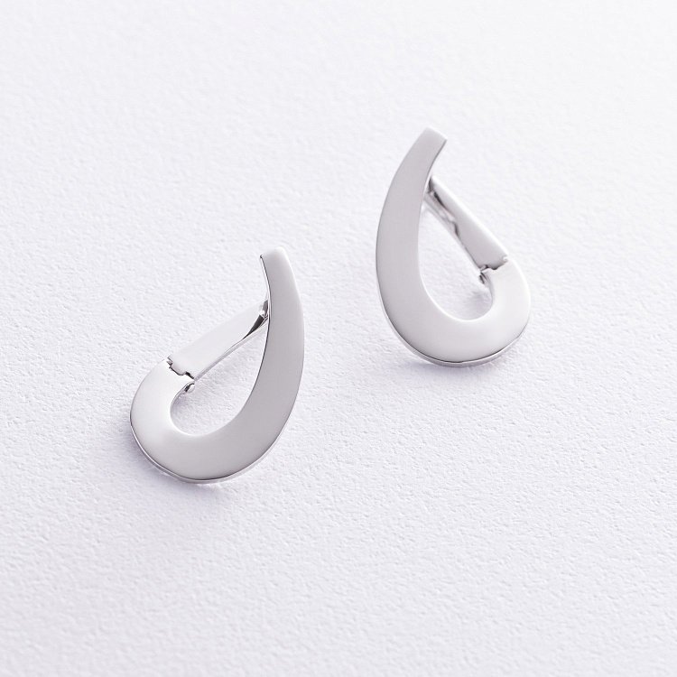 Сережки "Крапельки" у білому золоті с08479 від ювелірного магазину Онікс - 1