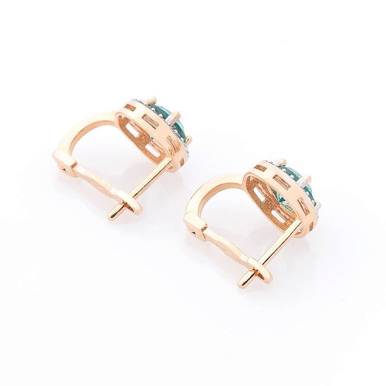 Золотые серьги (празиолит, фианиты) с05469 от ювелирного магазина Оникс - 1