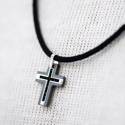 Хрест із білого золота (циркон, фіаніти) 403-00005/1 №6