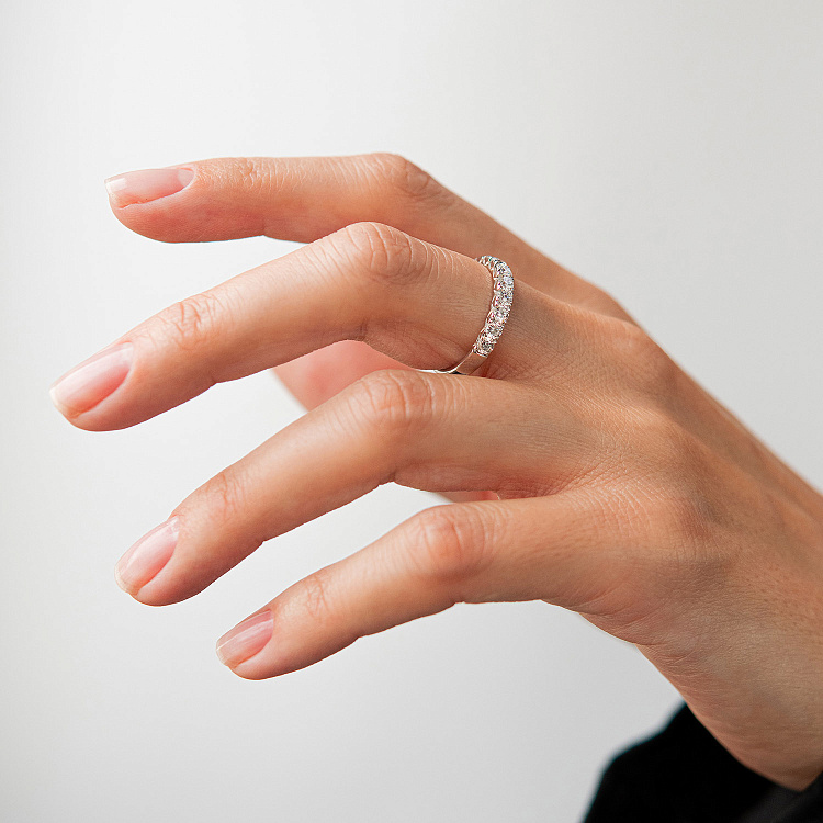 Золота каблучка "Сердечки" з діамантами кб0515cha від ювелірного магазину Онікс - 3