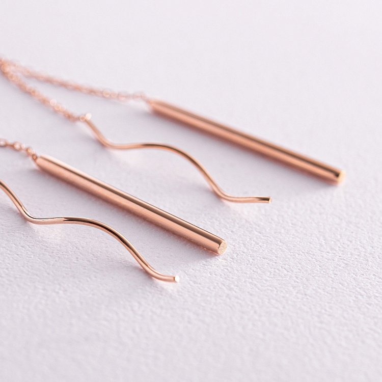 Висячі сережки у червоному золоті с08036 від ювелірного магазину Онікс - 2