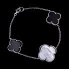Срібний браслет "Конюшина" з оніксом і перламутром (родій) 14874 от ювелирного магазина Оникс