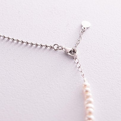 Срібне кольє "Перлинки та кульки" 181233 №7