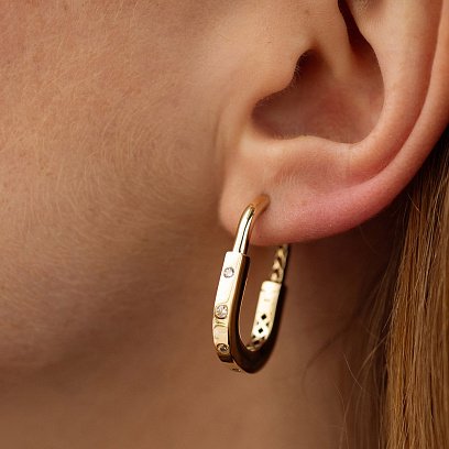 Сережки "Camilla" в жовтому золоті (фіаніти) с08809 №4