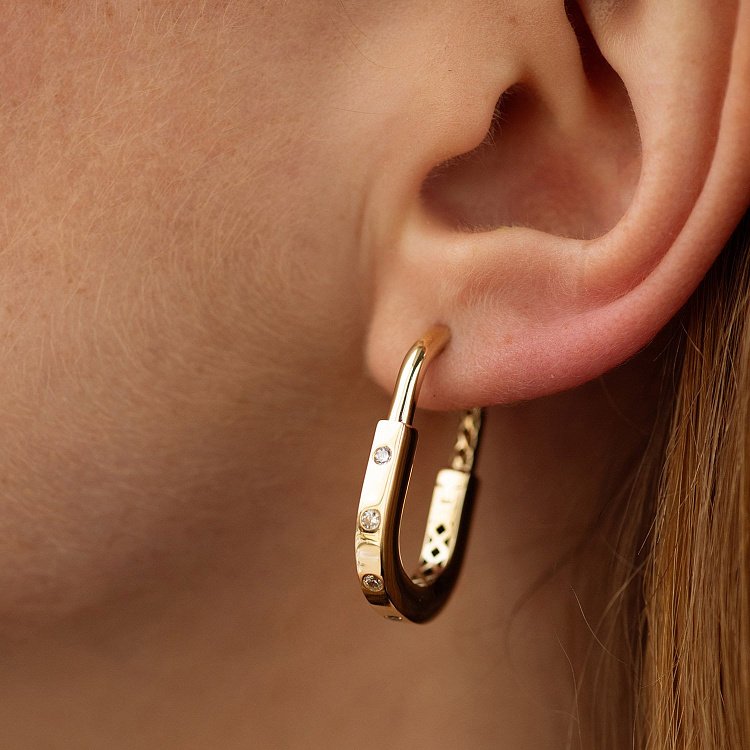 Сережки "Camilla" в жовтому золоті (фіаніти) с08809 від ювелірного магазину Онікс - 3