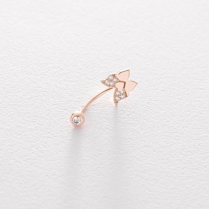 Золотой пирсинг в пупок "Бабочка" с фианитами пир00229
