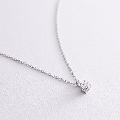 Колье в белом золоте с бриллиантом 719291121 №3