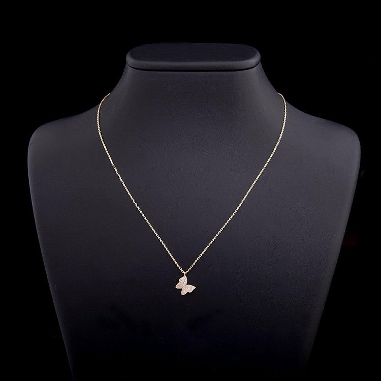 Золотое колье "Бабочка" с фианитами кол00746 от ювелирного магазина Оникс - 3