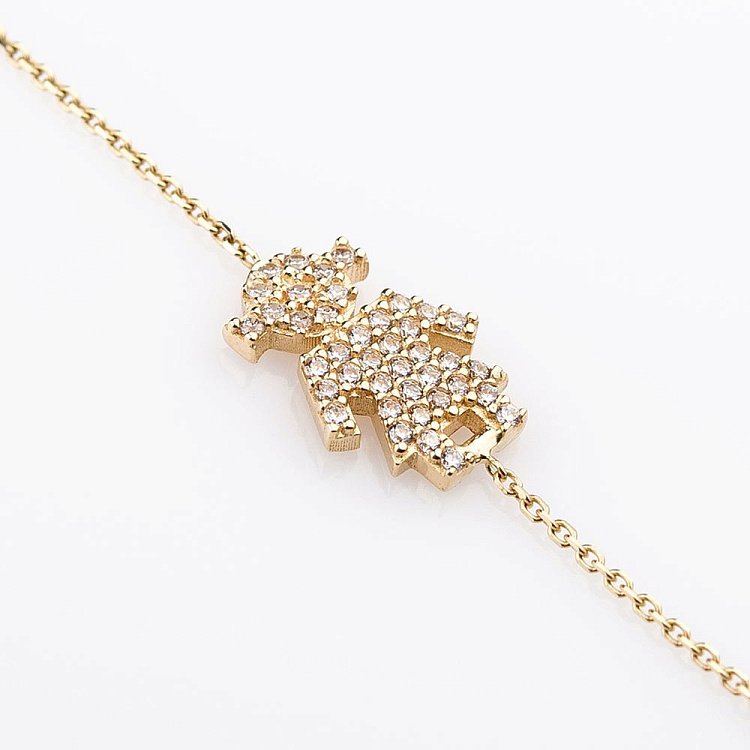 Золотой браслет "Девочка с фианитами" б02532 от ювелирного магазина Оникс - 2