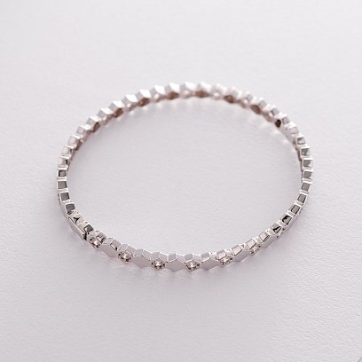 Жесткий золотой браслет с фианитами б04191