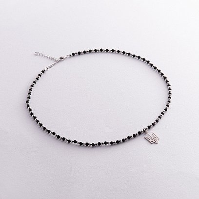 Серебряное колье "Герб Украины - Тризуб" с ониксом 1050 №3