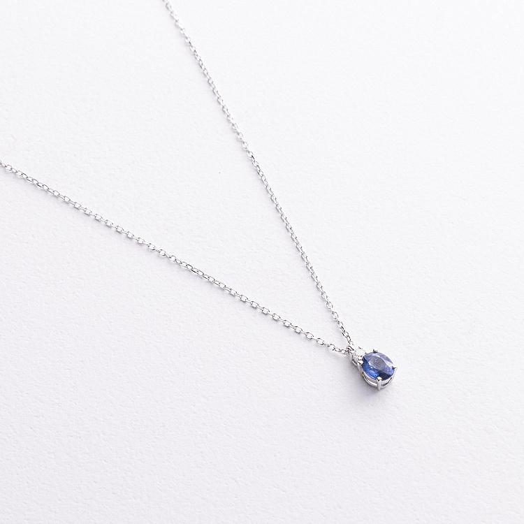 Кольє у білому золоті (діамант, сапфір) колб0194sm від ювелірного магазину Онікс - 1