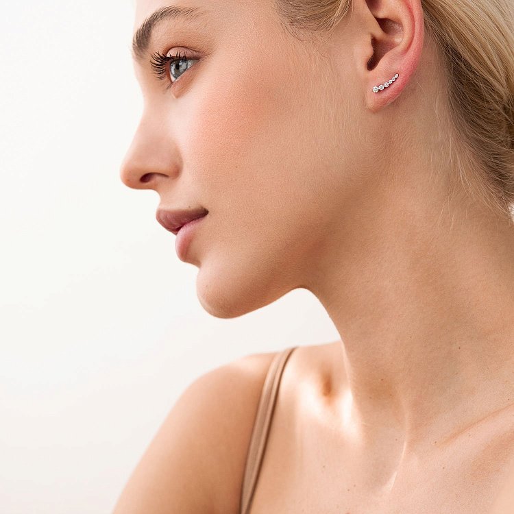 Золоті сережки - клаймбери (діаманти) 102-10030b від ювелірного магазину Онікс - 2