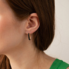 Золоті сережки "Овальні" з чорними фіаніти с09464 от ювелирного магазина Оникс - 1