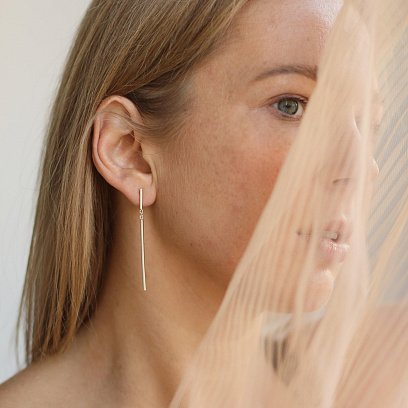 Серебряные серьги - пусеты в стиле минимализм 122586 №11