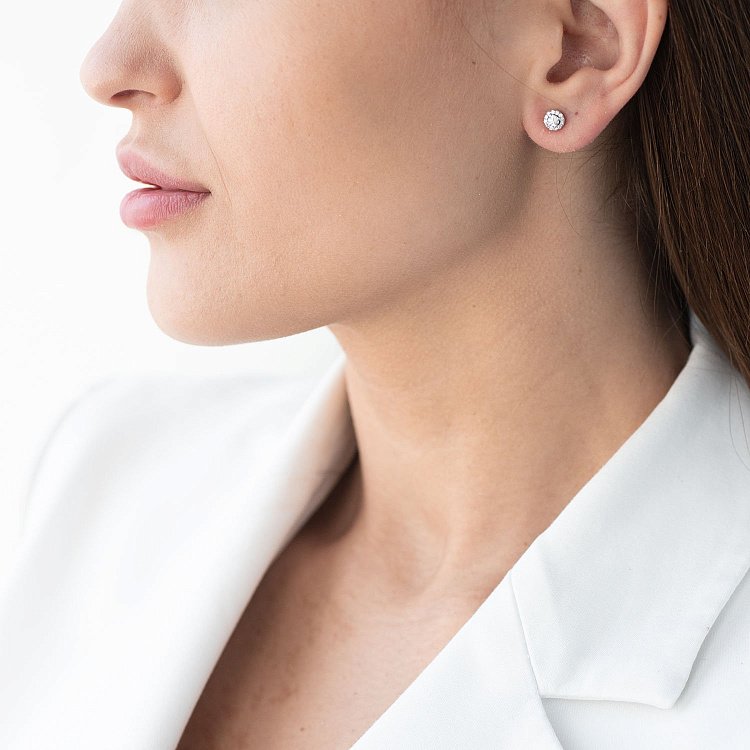 Золоті сережки - пусети (діамант) сб0166arp - 1 Золоті сережки - пусети (діамант) сб0166arp від ювелірного магазину Онікс - 1