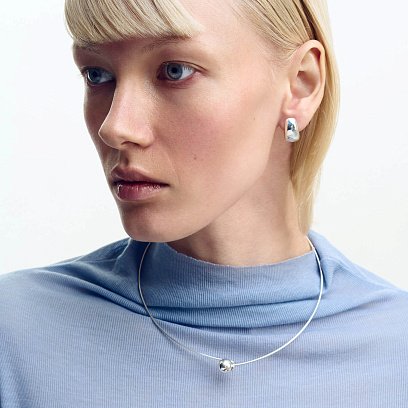 Кольє - чокер "Adele" у сріблі з кулькою (8 мм) 181316 №10