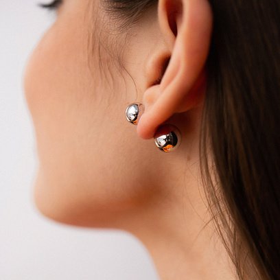 Серьги "Шарики" в белом золоте с08244 №5