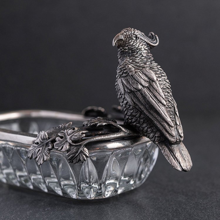 Серебряная фигура с попугаем ручной работы 23120 от ювелирного магазина Оникс - 1