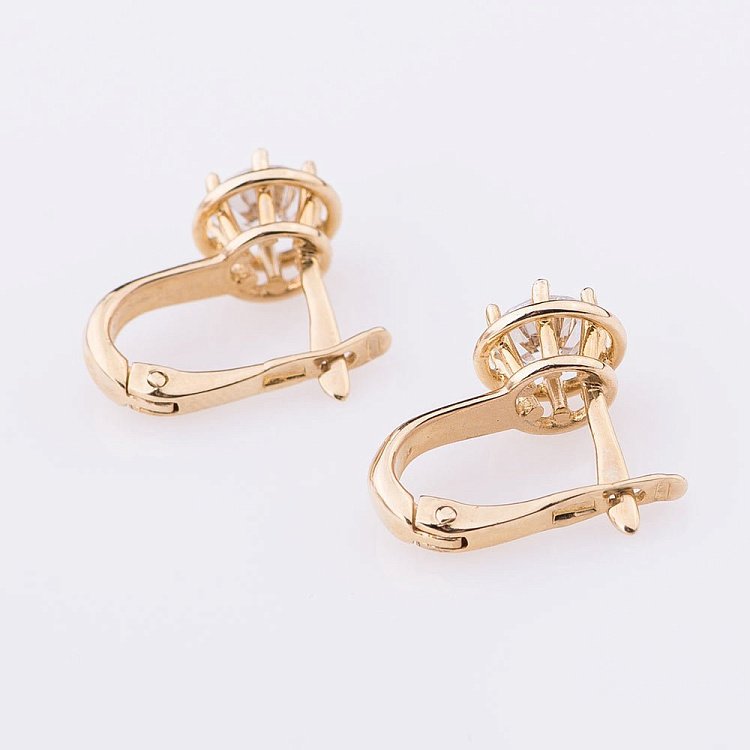 Золотые серьги (фианиты) с02471 от ювелирного магазина Оникс - 2