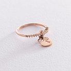 Золотое кольцо "Сердце" (фианиты) к04844 от ювелирного магазина Оникс