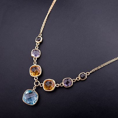 Колье золотое с натуральными камнями кол00530 №7