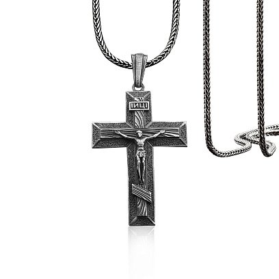 Серебряный крест "Распятие Иисуса Христа" 133168 №5