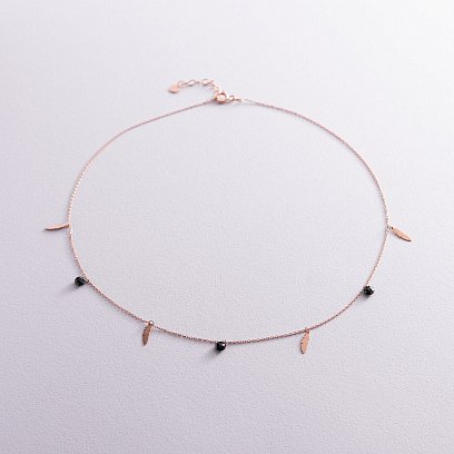 Кольє "Пір'ячка" в червоному золоті (фіаніти) кол02024