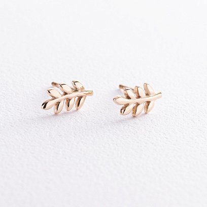 Сережки - пусети "Гілочки" у жовтому золоті с08485