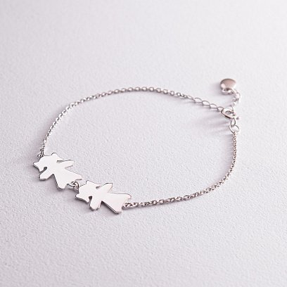 Браслет "Две девочки" в белом золоте (возможна гравировка) з2088б