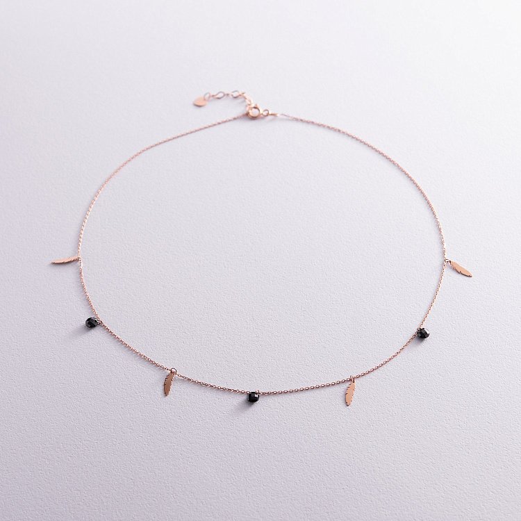 Кольє "Пір'ячка" в червоному золоті (фіаніти) кол02024 від ювелірного магазину Онікс