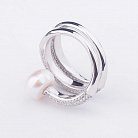 Серебряное кольцо с культивированным пресноводным жемчугом и фианитами 111825 от ювелирного магазина Оникс - 2