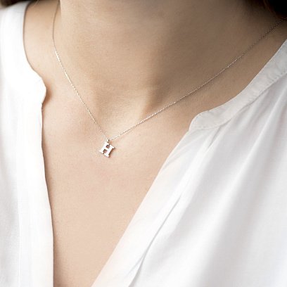 Серебряное колье с буквой Н 18620б №2