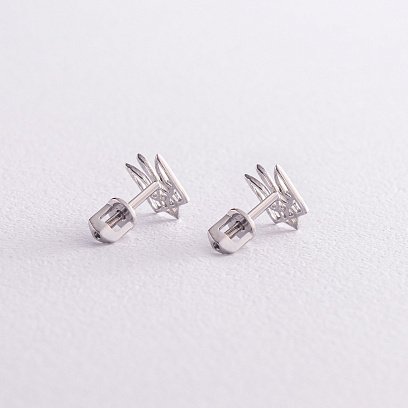 Золотые серьги - пусеты "Герб Украины - Тризуб" с07943 №4